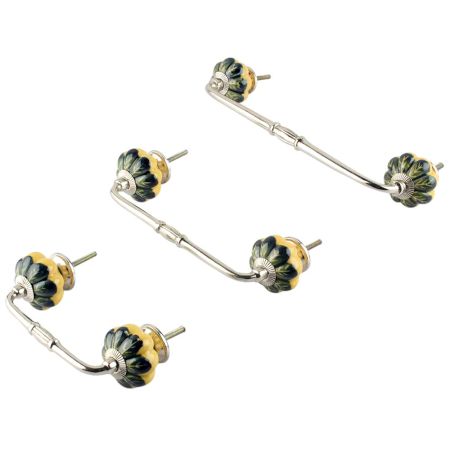 Yellow Blue Leaf Ceramic Bridge Handle