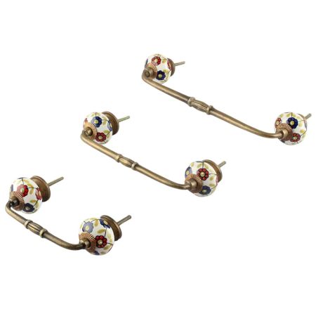 Blue Red Sunflower Ceramic Bridge Handle