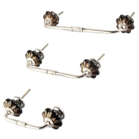 Black Golden Leaf Big Melon Ceramic Bridge Handle