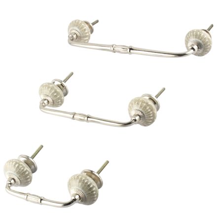 White Crackle Wheel Ceramic Bridge Handle