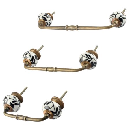 Black Leaf Flower Ceramic Bridge Handle