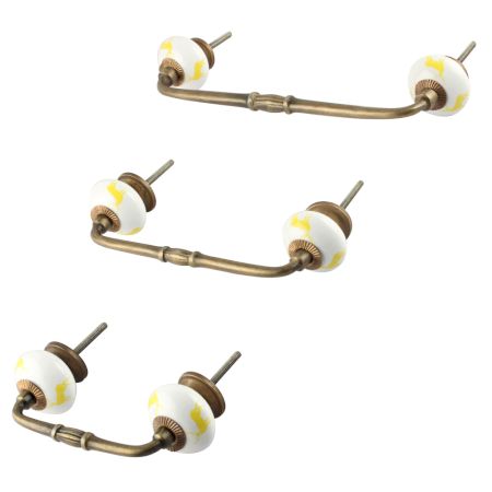 Yellow Standing Rein Deer Pattern Ceramic Bridge Handle