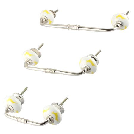 Yellow Running Rein Deer Pattern Ceramic Bridge Handle