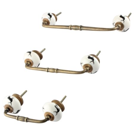 Black Standing Rein Deer Pattern Ceramic Bridge Handle