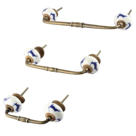 Blue Running Rein Deer Pattern Ceramic Bridge Handle