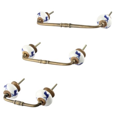 Blue Standing Rein Deer Pattern Ceramic Bridge Handle