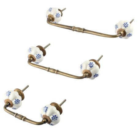 Blue Dahalia Medium Ceramic Bridge Handle