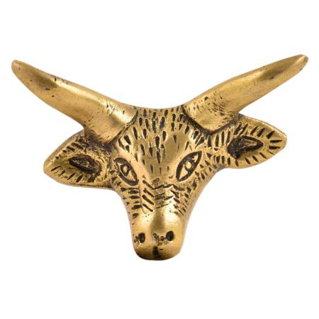 Brass Steer Head With Horns Drawer Knob