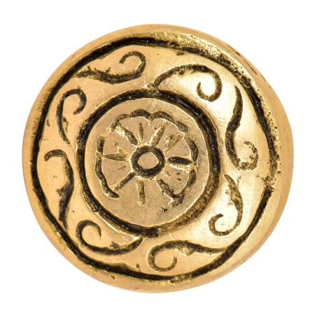 Engraved Floral Round Brass Knob