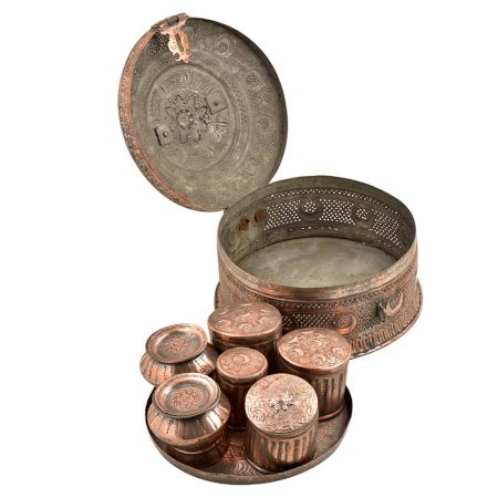 Hand Etched Spiral Jali Design Betal Nut box With Lock Handle