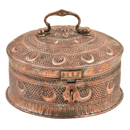 Hand Etched Spiral Jali Design Betal Nut box With Lock Handle