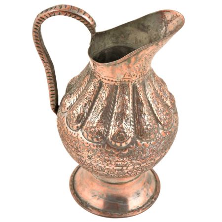 Copper Traditional Repousse Water Pitcher Jug