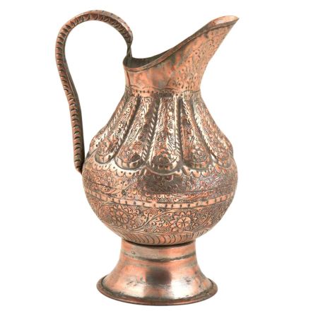 Copper Traditional Repousse Water Pitcher Jug