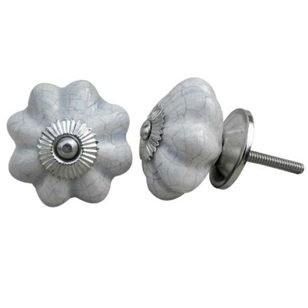 Steel Grey Ceramic Crackle Cabinet Knob
