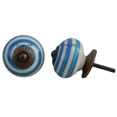Old Turquoise Striped Knob