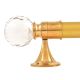 Set Of 2 Transparent Globe Crystal Curtain Pole Finials With Golden Brass Bracket