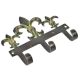 Handcrafted French Flower Bud Three Wall Hooks With Patina