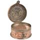 Copper Engraved Leaves Round Beetal Nut Box with Handle