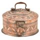 Copper Engraved Leaves Round Beetal Nut Box with Handle