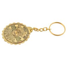 Brass Scalloped Edge Metal Perpetual Calendar Keychain With Taj Mahal