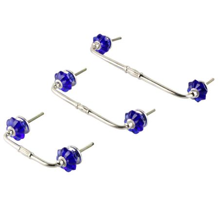 Navy Blue Small  Melon Glass Bridge Handle