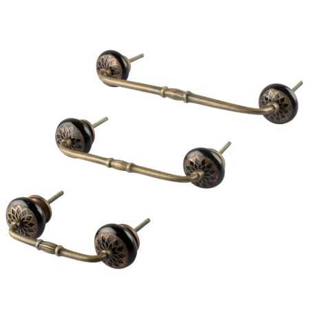 Black Strewn Flat Ceramic Bridge Handle