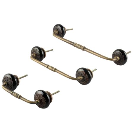 Black Strewn Flat Ceramic Bridge Handle