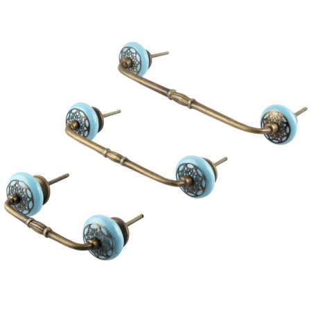 Turquoise Strewn Ceramic Bridge Handle