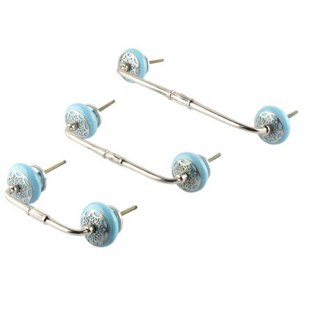 Turquoise Strewn Ceramic Bridge Handle