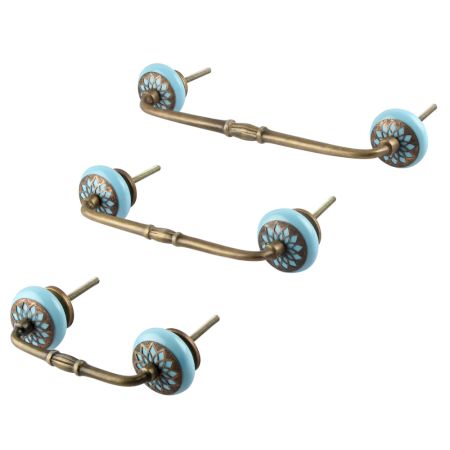 Turquoise Strewn Ceramic Bridge Handle