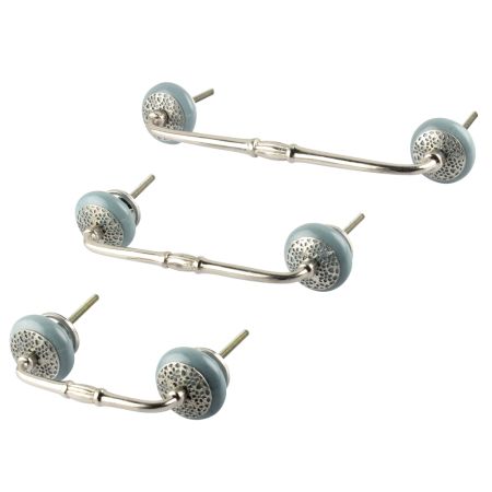 Grey Strewn Flat Ceramic Bridge Handle