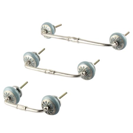 Grey Strewn Flat Ceramic Bridge Handle