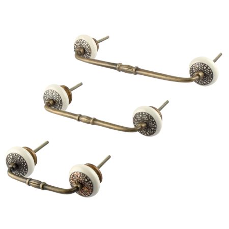 White Strewn Flat Ceramic Bridge Handle