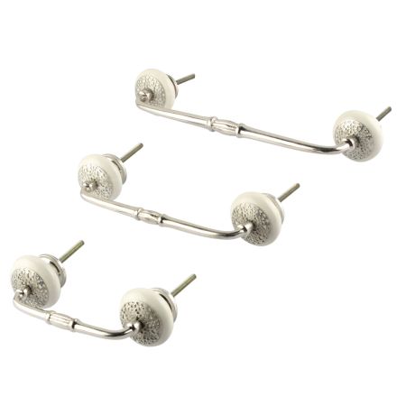 White Strewn Flat Ceramic Bridge Handle