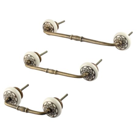 White Strewn Flat Ceramic Bridge Handle