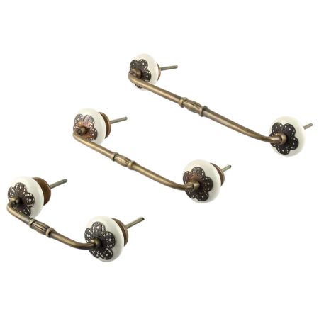 White Strewn Flat Ceramic Bridge Handle