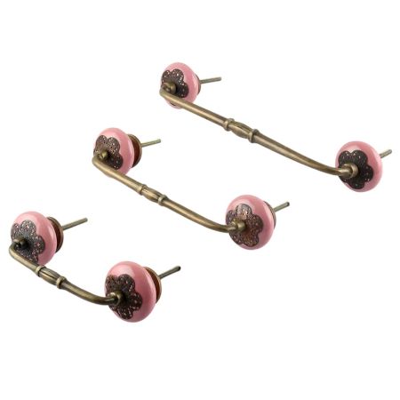 Pink Strewn Flat Ceramic Bridge Handle