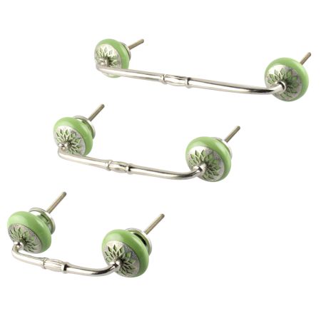 Pea Green Strewn Flat Ceramic Bridge Handle