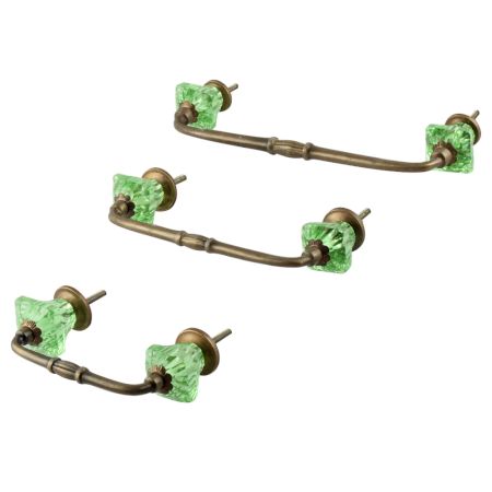 Green Glass Square Cut Bridge Handle