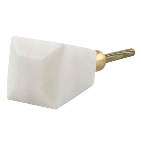 White Stone Square Dresser Knobs Online