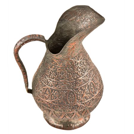 Vintage Ethnic Repousse Copper Water Pitcher Jug