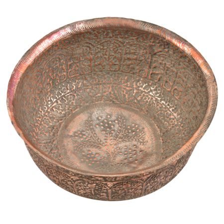 Engraved Floral Design Handmade Copper Bowl