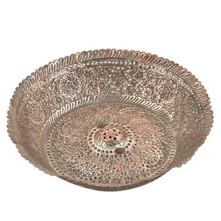 Vintage Hand Forged  And Chiseled Copper Footed Bowl