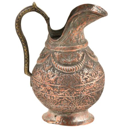 Copper Vintage Floral Engraved Jug