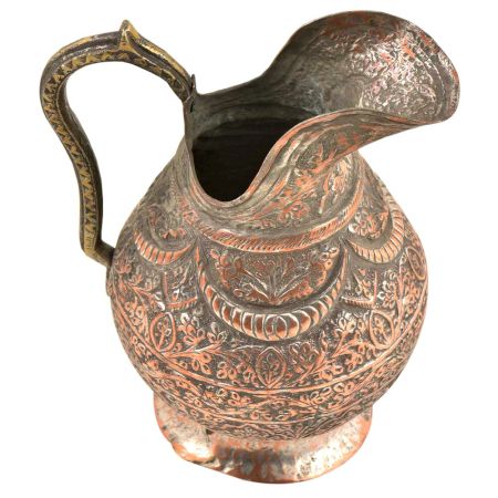 Copper Vintage Floral Engraved Jug