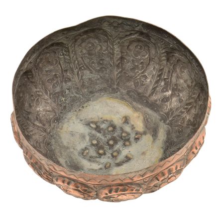 Copper Repousse Floral Design Vintage Copper Cup or Bowl 