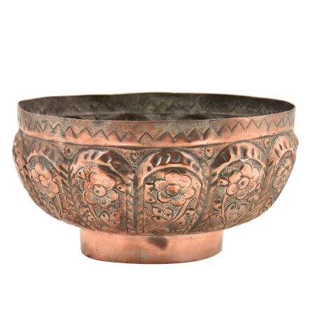 Copper Repousse Floral Design Vintage Copper Cup or Bowl 