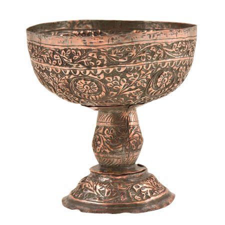 Copper  Ovoid  Bowl Raised On A Tapering Stem On  a circular Foot