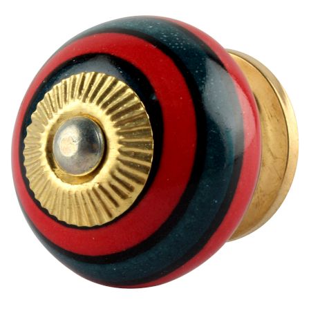 Forest Green And Red Strip Ceramic Cabinet Knobs Online