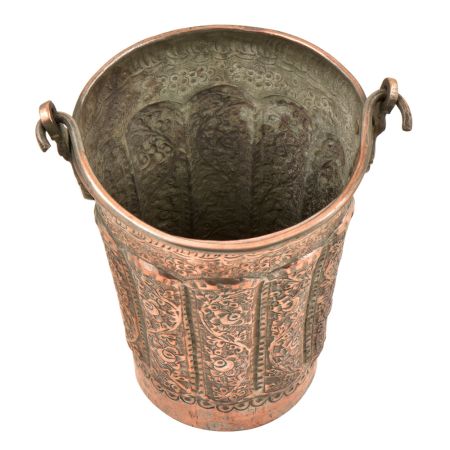 Handmade India-Inspired Copper Bucket With Handle